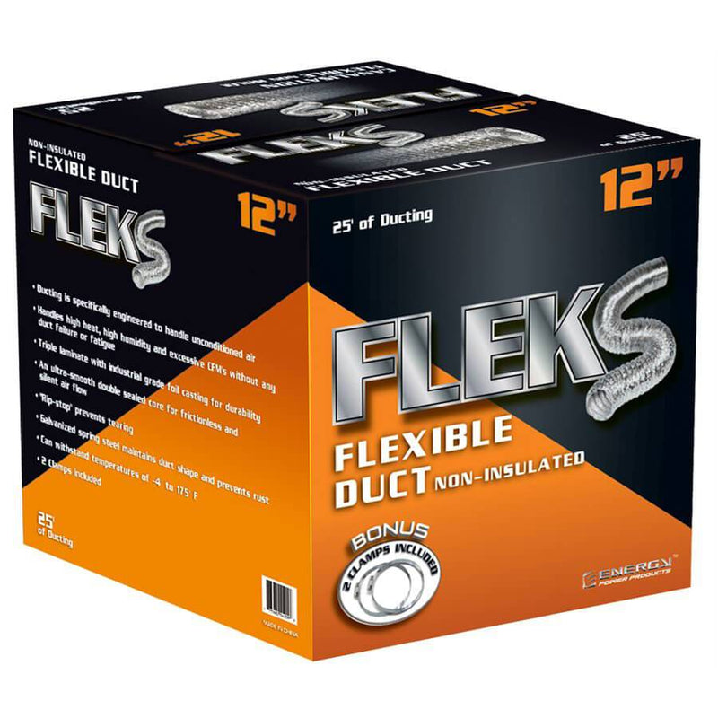 Fleks Ducting Aluminum 25’ W/2 Clamps