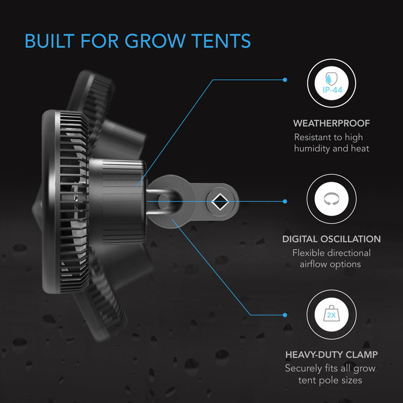 AC Infinity - CLOUDRAY A6 Grow Tent Clip Fan 6" with 10 Speeds 6"