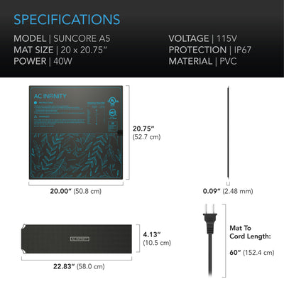 AC Infinity SUNCORE A1 Seedling Heat Mat, IP-67 Waterproof