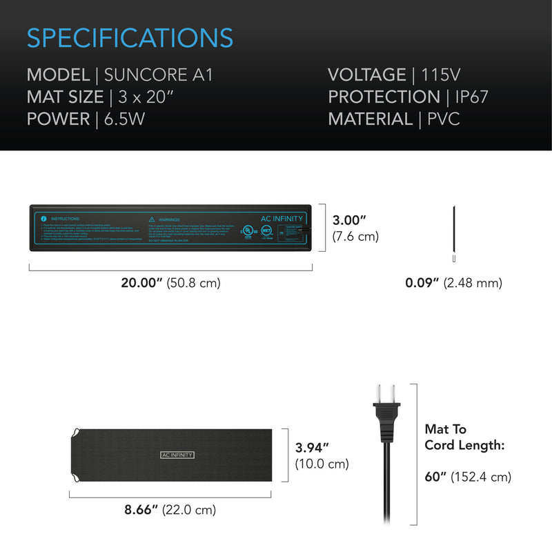 AC Infinity SUNCORE A1 Seedling Heat Mat, IP-67 Waterproof