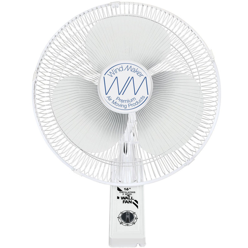 WindMaker 16" Wall-Mount Oscillating 3-Speed Fan 120V 60W