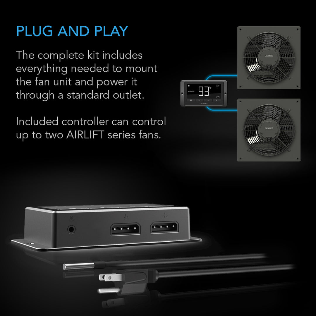 AC Infinity - AIRLIFT Shutter Exhaust Ventilation Fan + Temp &amp; Humidity