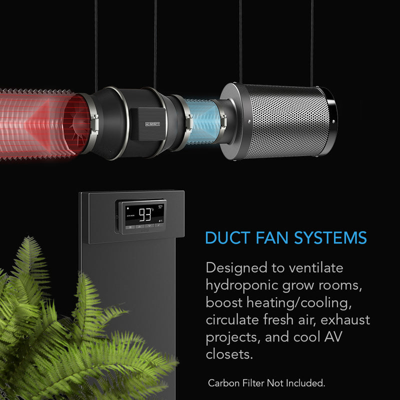 AC Infinity - T-Series CLOUDLINE , Quiet Inline Duct Fan System With Temperature And Humidity 67 Controller