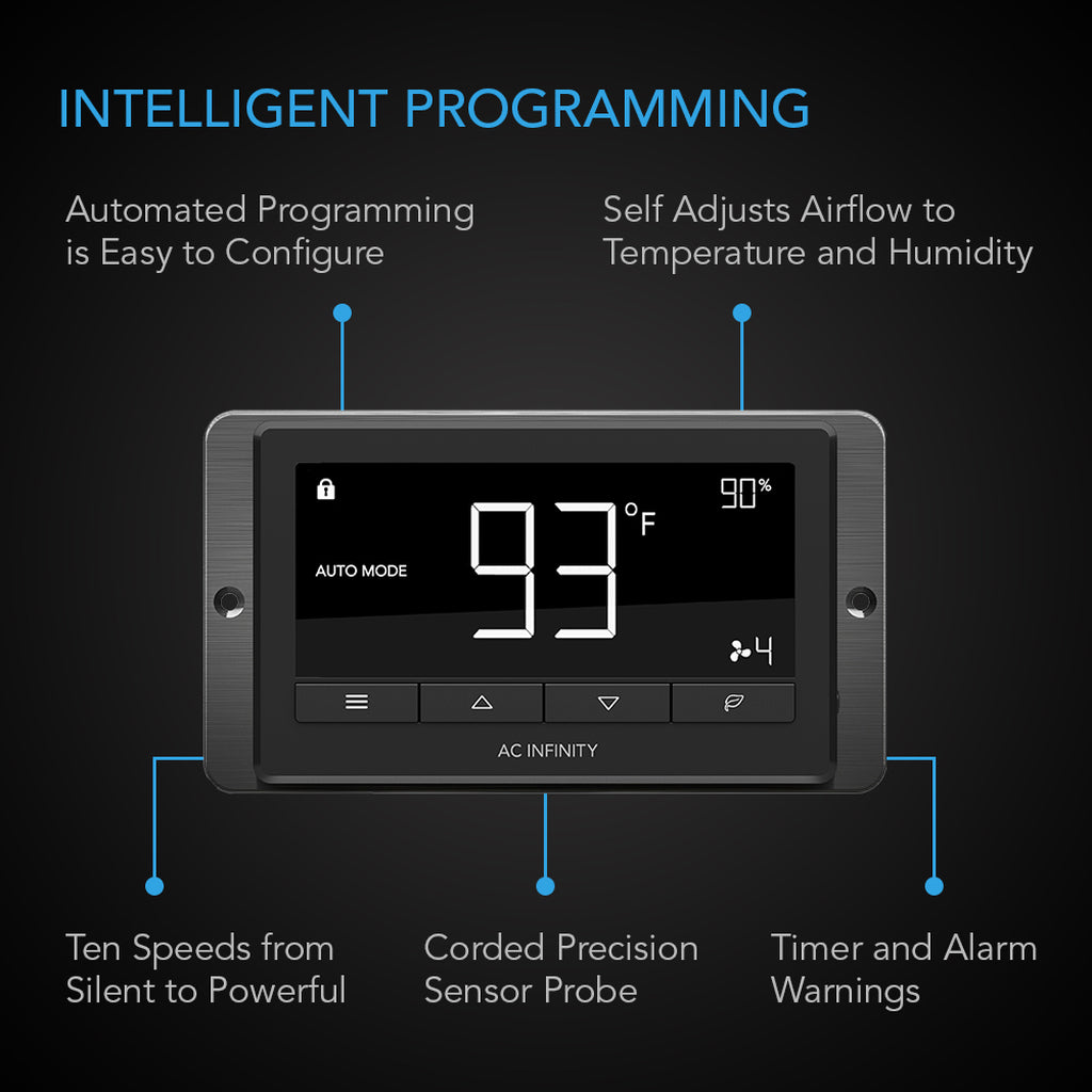 AC Infinity - T-Series CLOUDLINE , Quiet Inline Duct Fan System With Temperature And Humidity 67 Controller