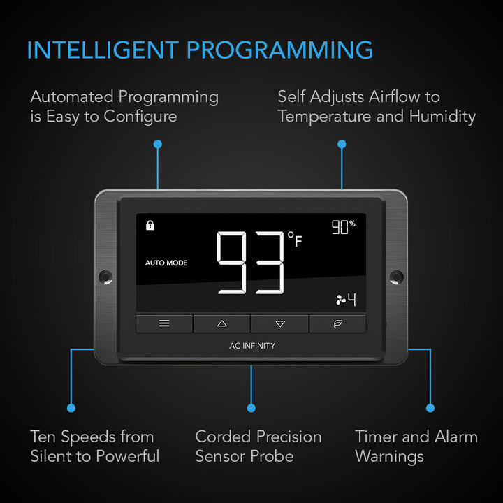 AC Infinity - T-Series CLOUDLINE , Quiet Inline Duct Fan System With Temperature And Humidity 67 Controller