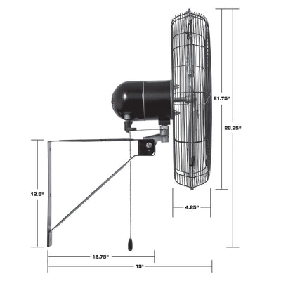 Hurricane Pro Commercial Grade 20" Oscillating Wall Mount Fan